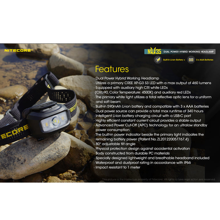 Nitecore NU35 Dual Power Headlamp