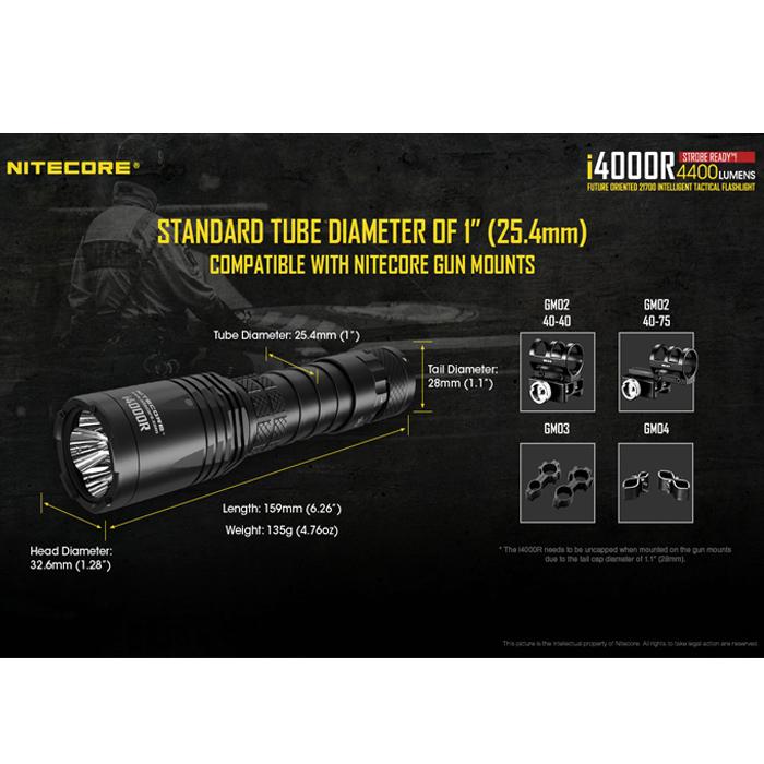 Nitecore i4000R 4400 Lumens USB-C Rechargeable Tactical Flashlight 4400流明USB-C充電手電筒