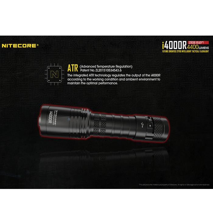 Nitecore i4000R 4400 Lumens USB-C Rechargeable Tactical Flashlight 4400流明USB-C充電手電筒