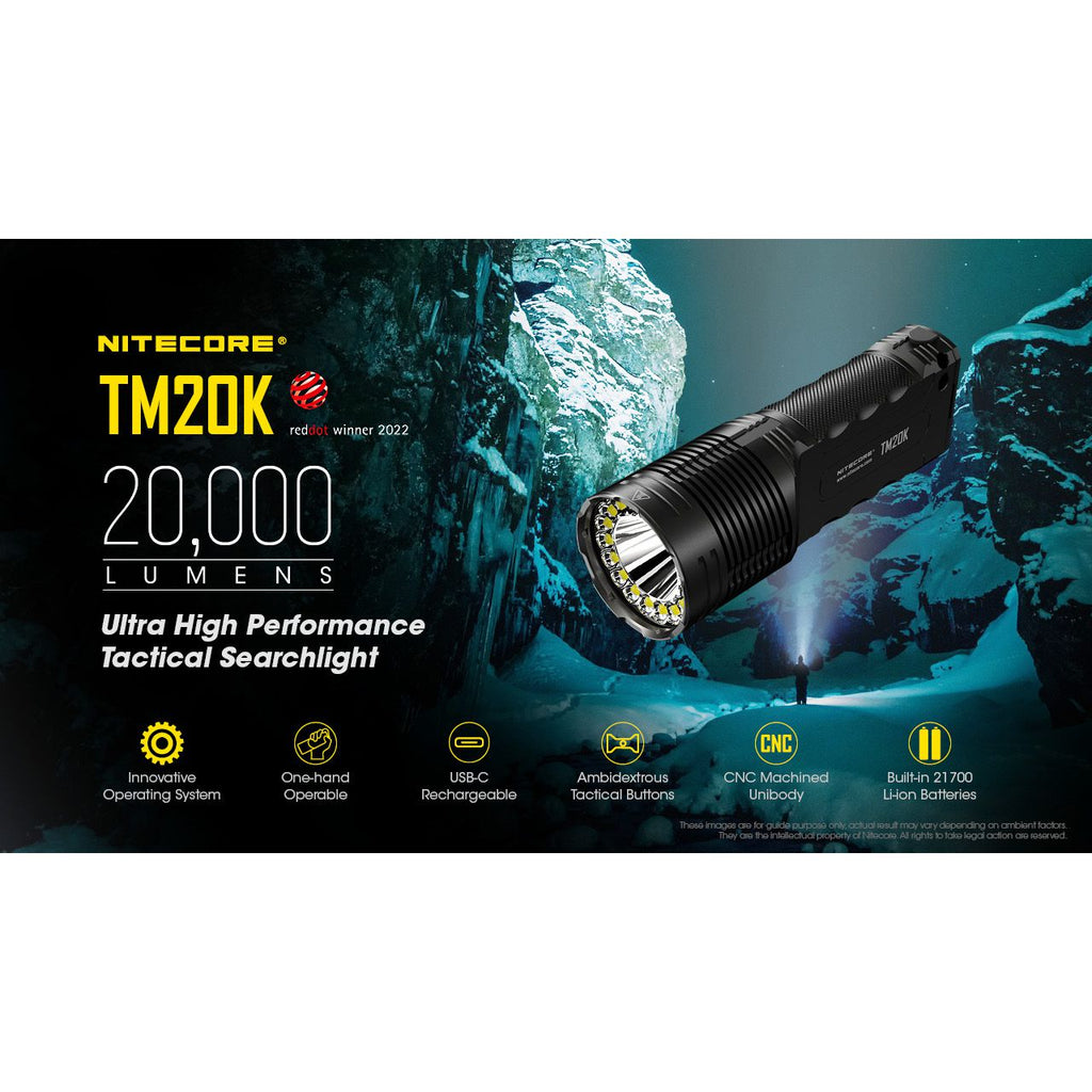 Nitecore TM20K 20000 Lumens Rechargeable Flashlight – Uncle Torch