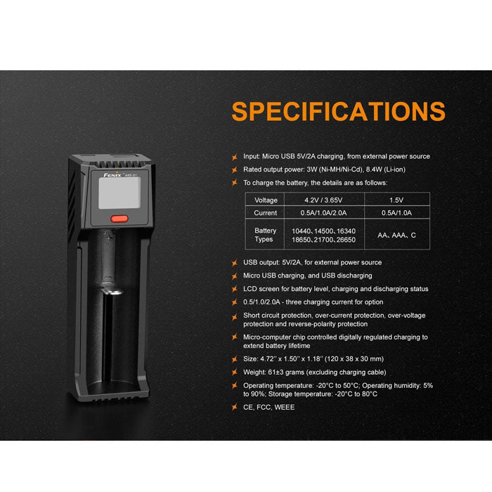 fenix flashlight battery charger Fenix ARE-D1 Charger – Uncle Torch