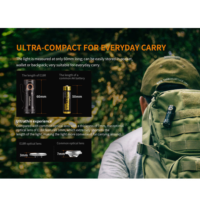 fenix e18r 750 lumen ultra-compact high perfomance rechargeable edc flashlight Fenix E18R Flashlight