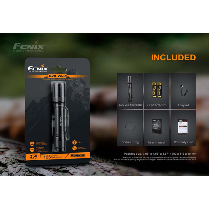 fenix 2 aa flashlight Fenix E20 V2.0 AA 350 Lumens Flashlight – Uncle Torch