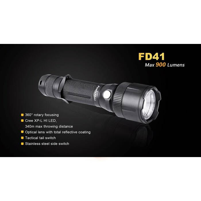 fenix flashlight 900 lumens Fenix FD41 900 Lumens 360° Rotary Focusing Flashlight – Uncle Torch