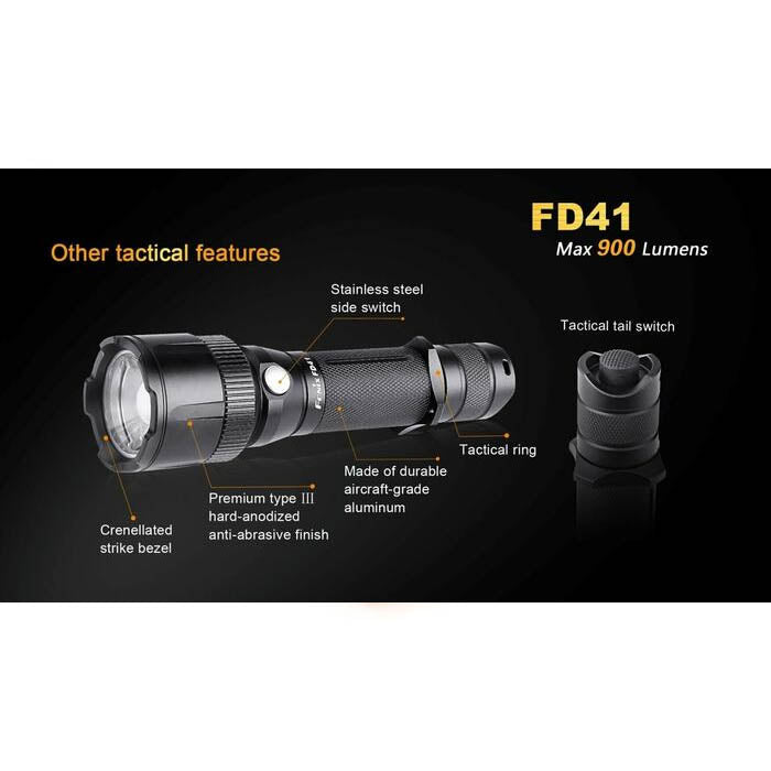 fenix fd41 led rechargeable flashlight Fenix FD41 900 Lumens 360° Rotary Focusing Flashlight – Uncle Torch