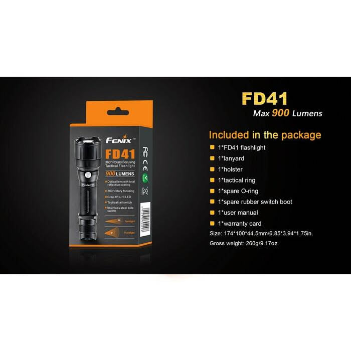 Fenix FD41 900 Lumens 360° Rotary Focusing Flashlight
