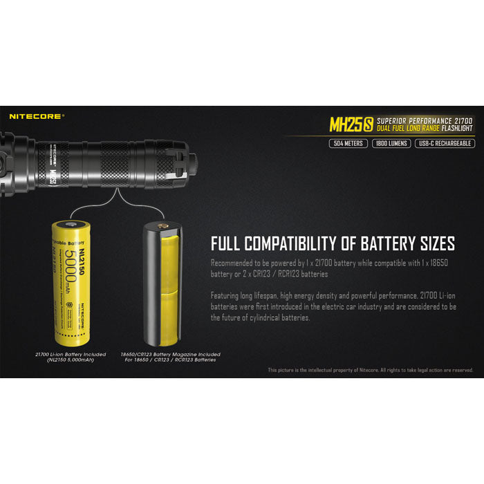 cofuture rechargable.flashlight Nitecore MH25S 1800 Lumens USB-C Rechargeable Flashlight – Uncle Torch