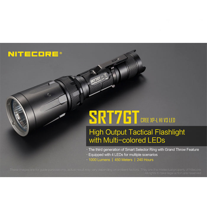 Nitecore SRT7GT 1000 Lumens Flashlight with Multi-coloured